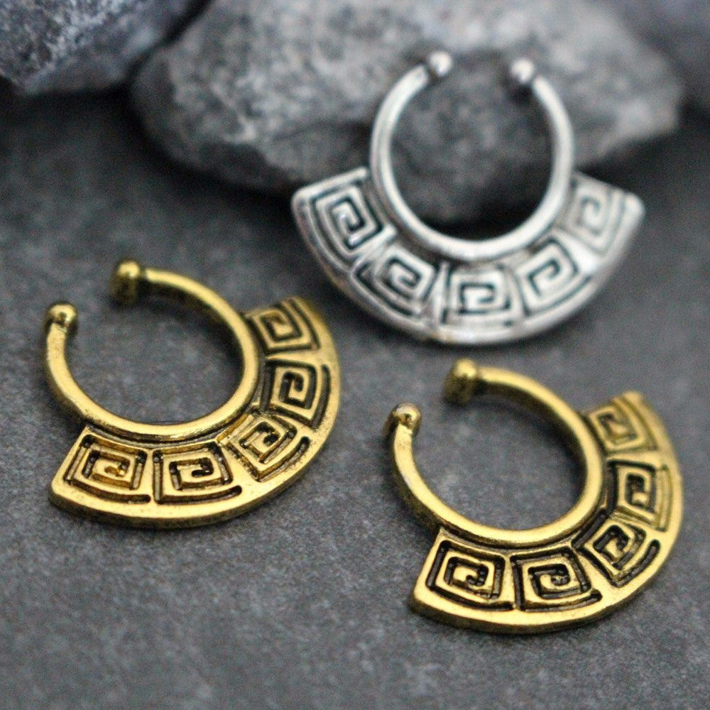 Tribal Fake Septum Ring, Septum Jewelry Rose Gold Silver – MyBodiArt