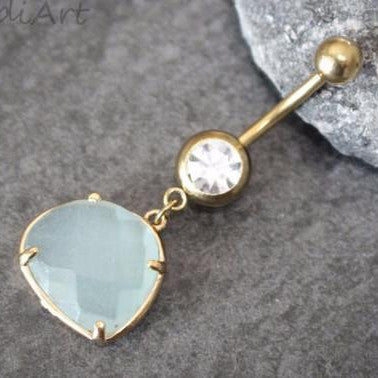turquoise gemstone belly button ring