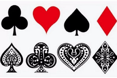 Temporary Tattoo Halloween, Small, Hearts, Aces, Spades, Diamonds, Poker
