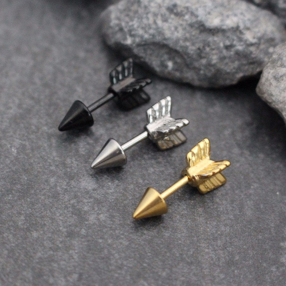 Arrow Cartilage Earring Stud, Helix Piercing Jewelry – MyBodiArt