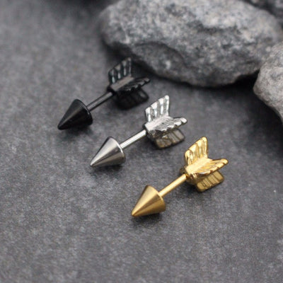 Arrow 16G Barbell in Gold / Silver / Blackline for Helix Earring, Cartilage Piercing, Conch Stud, Helix Stud, Cartilage Barbell, Cartilage Earring, Tragus Pierc