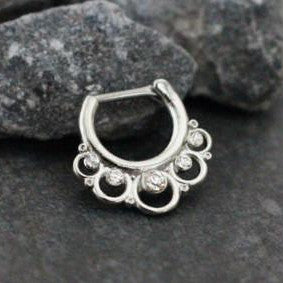 Septum Jewelry, Septum Clicker 16G, Daith Earring, Daith Piercing, Rook Hoop, Rook Earring, Conch Earring, Conch Hoop,Crystal Surgical Steel