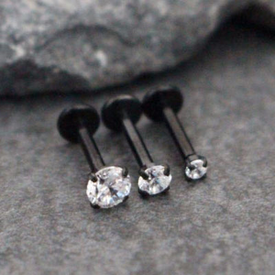 Swarovski Crystal Black Ear Piercing Jewelry Ideas for Cartilage, Helix, Conch Labret Stud - www.MyBodiArt.com