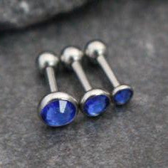 Tragus Ring, Tragus Bar, Cartilage Barbell, Cartilage Stud Earring, Helix Earring Stud, Helix Earing, Triple Helix Earring,Blue Crystals 16G