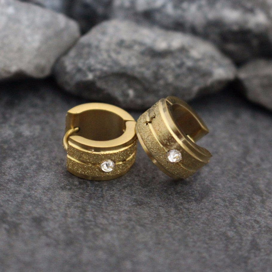 Gold Mens Earrings, Stainless Steel Earrings, Small Hoop Earrings