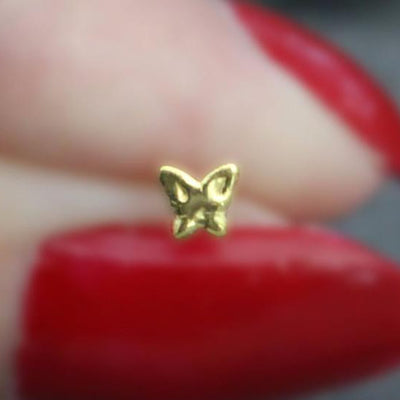 Gold Nose Ring, Nose Jewelry, Nose Jewellery, Nose Stud, Nose Piercing, Nostril Ring, Butterfly, Silver, Gold, Ball End, 20 Gauge, 20G