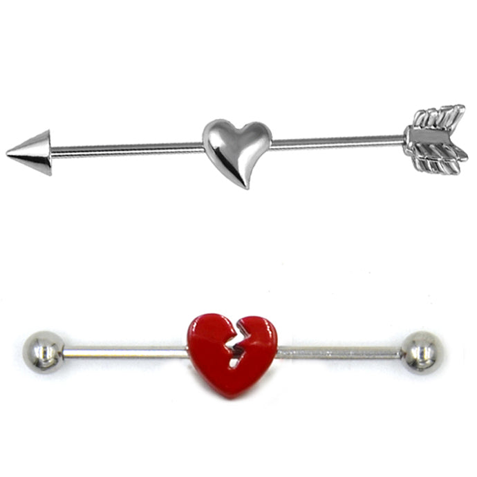 Qupid Heart Arrow Industrial Barbell Piercing – MyBodiArt