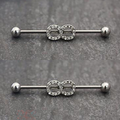 Cute Industrial Barbell Ear Piercing Jewelry Infinity Barbell Bar 14G - www.MyBodiArt.com