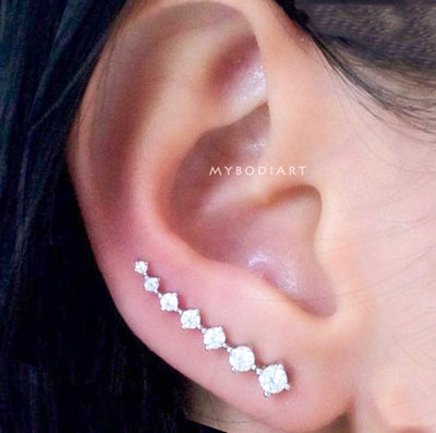 Cute Crystal Ear Climber Earring Fashion Jewelry for Women for Teen Girls -  linda oreja de cristal pendiente de joyería de moda - www.MyBodiArt.com