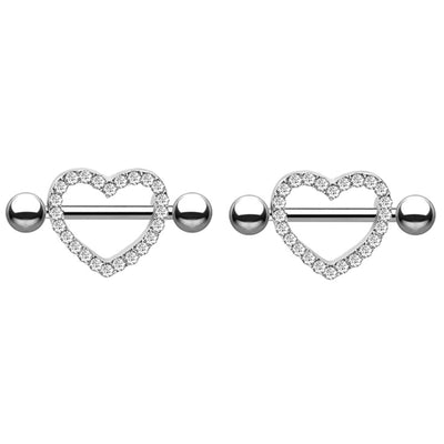 Cute Crystal Heart Nipple Piercing Ring Body Jewelry for Women - www.MyBodiArt.com #nipple