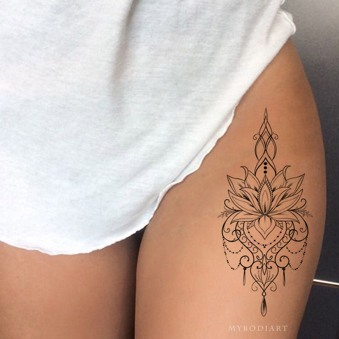 Lotus Tattoo on Hip: Peace in Motion