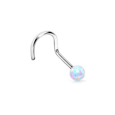 Andromeda Opal Nose Screw Piercing Barbell Stud Jewelry at MyBodiArt.com