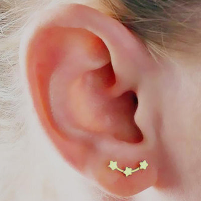 Cute Star Constellation Ear Climber Earrings in Gold for Women Fashion Jewelry -  lindos pendientes estrella - www.MyBodiArt.com 