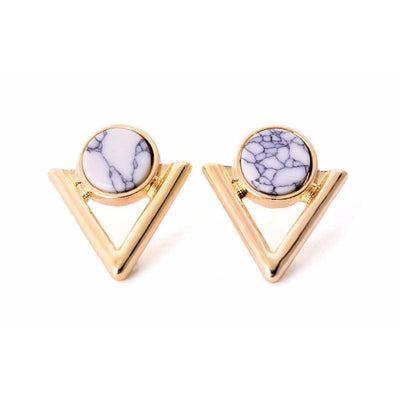 Minimalist Howlite Stone Earrings - Simple Boho Bohemian Minimal Chic - Ear Piercing Jewelry Ideas -  at MyBodiArt.com