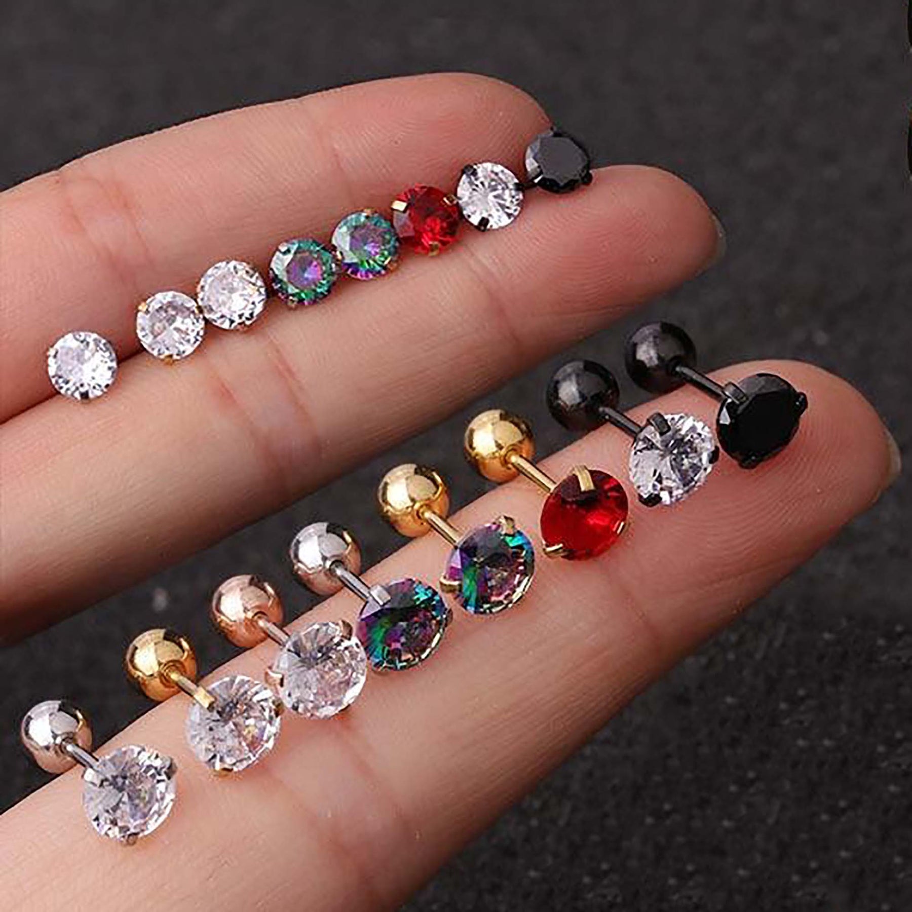 Nur Circle Crystal 16G Ear Piercing Jewelry Set 12 Pieces – MyBodiArt