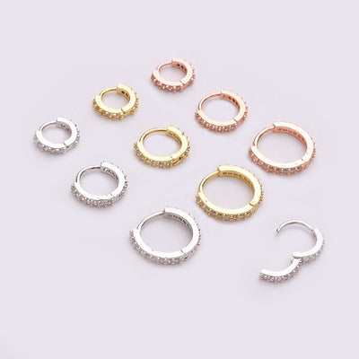 Pretty Crystal Pave Hoop Huggie Earrings Fashion Jewelry - www.MyBodiArt.com #earrings