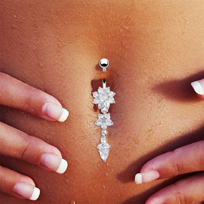 Flower Crystal Butterfly Butterfly Belly Button Ring Long Dangle Ear  Piercing For Sexy Body Jewelry From Everyday68, $1.86 | DHgate.Com