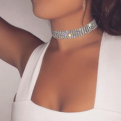 Classy Party Outfit - Roxy Crystal Rhinestone Choker Necklace Outfit Ideas at MyBodiArt.com