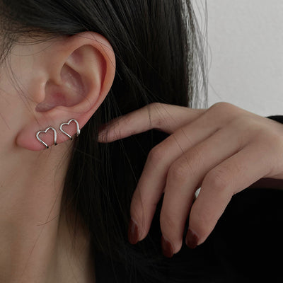 Cute Heart Metal Ear Cuff Earring Ear Piercing Jewelry - www.MyBodiArt.com