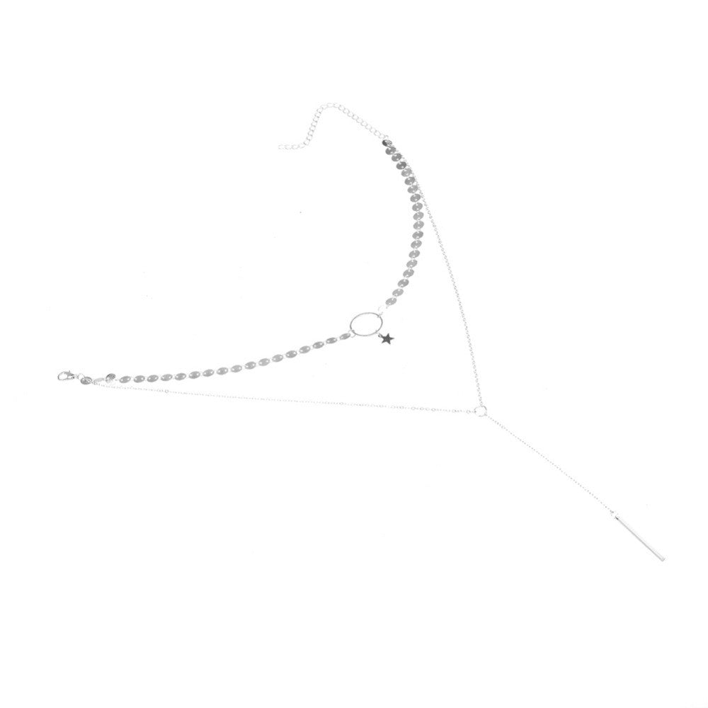 MJartoria Layered Gold Necklace Set For Women - 3 Paperclip Chains With Star & Flower Pendant, 14K Gold Plated