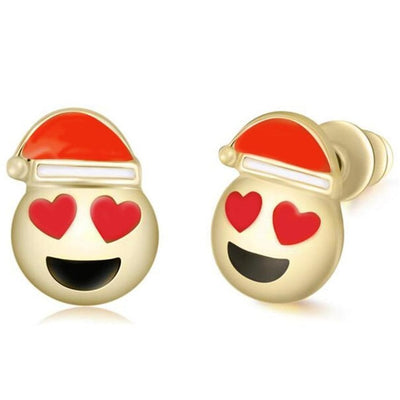 Heart Eyes Emoji Stud Statement Earrings Ideas - www.MyBodiArt - Heart Eyes Santa Claus - Christmas Stocking Stuffers Gifts