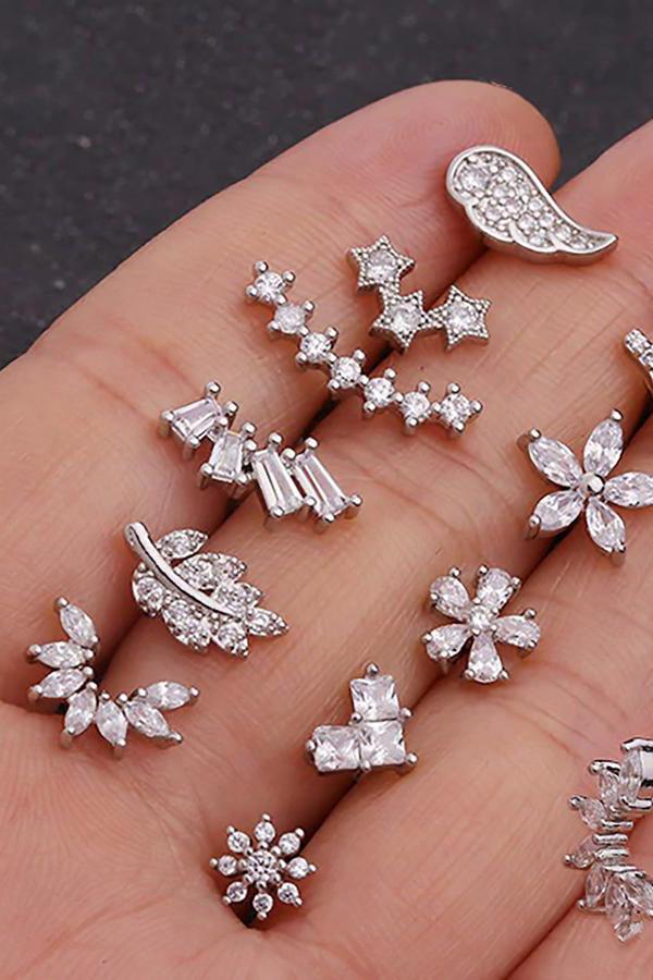 Annika Crystal Silver Ear Piercing Jewelry Earring Studs 16G