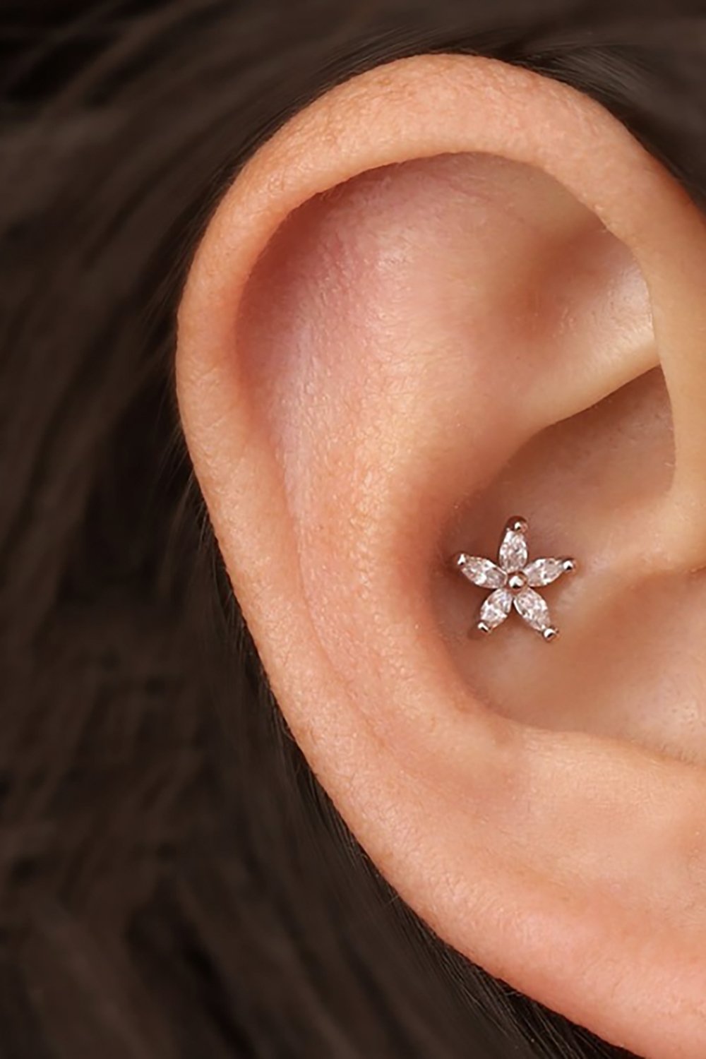 Tragus Helix Ohr Piercing Schmuck Cartilage Stecker Blume Blüte - Foto 3